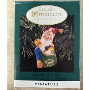 Hallmark Keepsake Miniature Ornament RUDOLPHS HELPER 1996 Collectors Club In Box